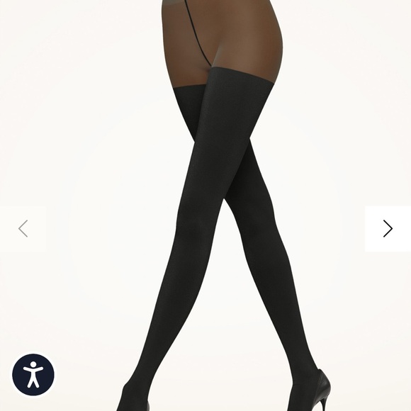 Wolford Shiny Sheer Thighs Black Small - Picture 5 of 6